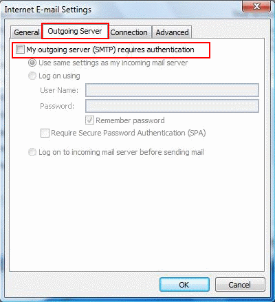 On the 'Outgoing server' tab, make sure 'My outgoing server (SMTP) requires authentication' is ticked.