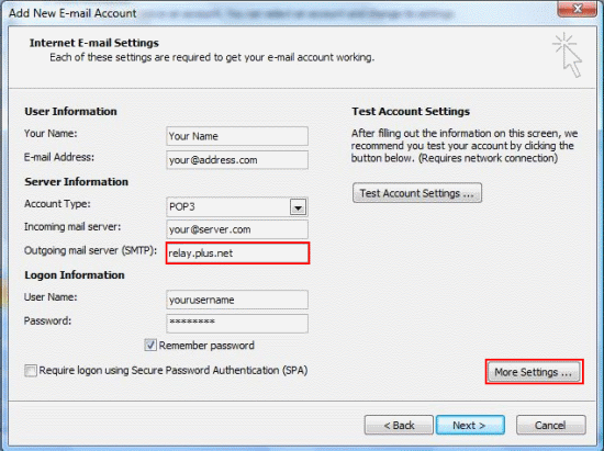 Update the 'Outgoing mail server'.